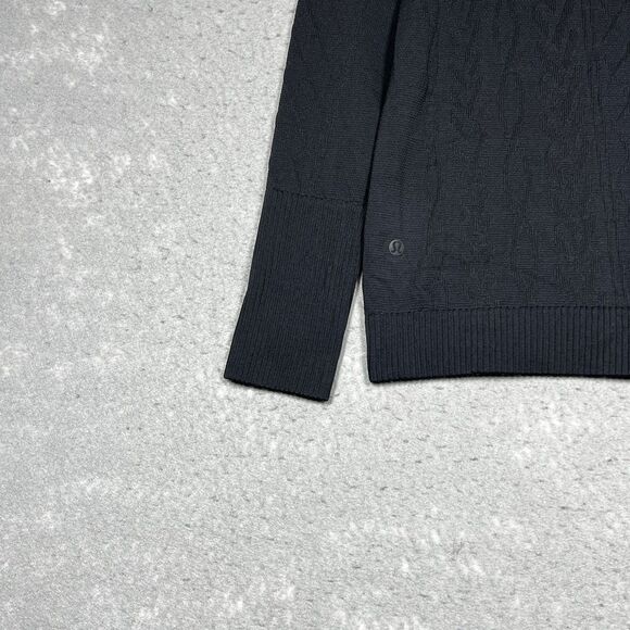 Lululemon Rest Less Pullover Hoodie Shirt Womens Size 8 Black Textured Stretch - Picture 8 of 9